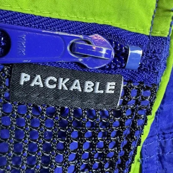 VTG Columbia Windbreaker Mens XL Blue Green 1/2 Zip Pullover Jacket Packable - Picture 5 of 13